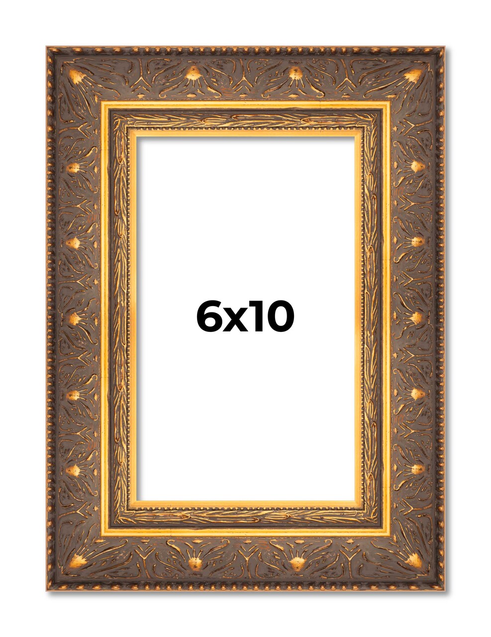 Photo Size Museum Gold Picture Frame - UV Acrylic, Foam Board Backing, Hanging Hardware
